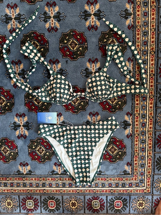 Cupshe Other - Green and White Check Bikini Set